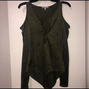 olive green velvet bodysuit